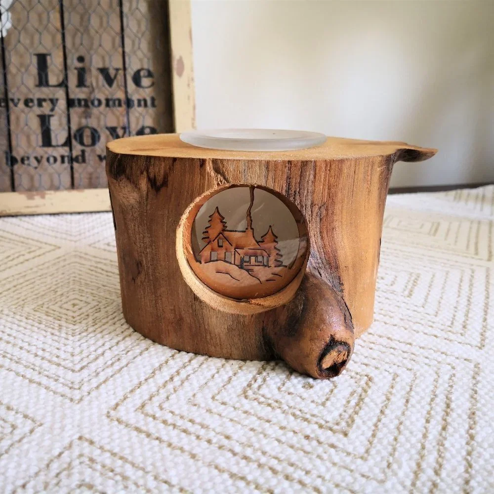 Wood‎ Tealight Candle Holder 6